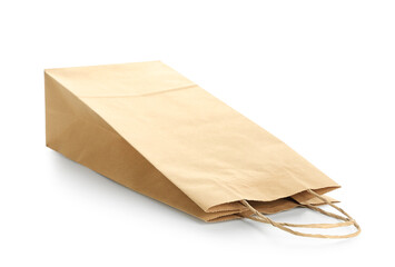 Delivery paper bag on white background