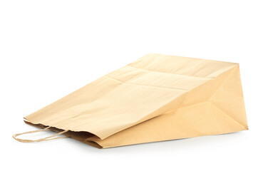 Delivery paper bag on white background