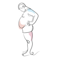 Overweight man one line drawing. Big size man single line illustration. Obese man minimalist line art