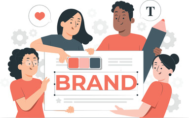 Diverse Team Collaborating on Brand Identity Design Project branding teamwork