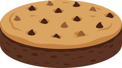 Minimalist Isometric Brownie Pie with Chocolate Chip for Dessert Icon