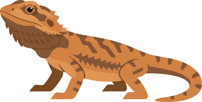 Simple Flat Design Standing Bearded Dragon Pet Animal Illustration