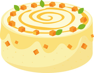Flat Design Mango Topping Cream Cake Illustration Dessert Food