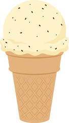 Flat Design Vanilla Bean Ice Cream Cone Dessert Sweet Treat