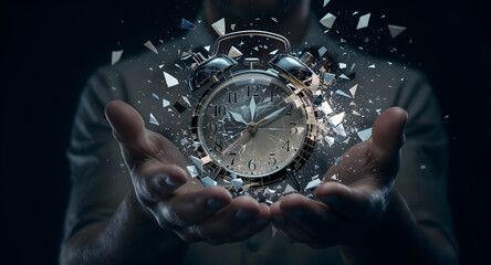 Shattering Time Clock Exploding in Hands