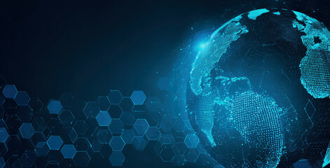 Digital Earth Globe Hexagon Network Background