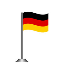 Germany Flag Waving on Pole Isolated on Transparent Background