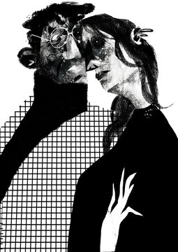 black and white illustration