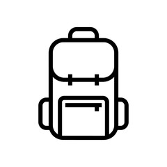 Vector Backpack Icon – School Bag, Travel, Adventure, Hiking, College, Student, Outdoor, Luggage, and Essential Gear Symbol