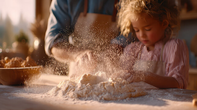 Baking together during Christmas creates joyful memories as flour dances in air and laughter fills kitchen. This heartwarming scene captures essence of family bonding