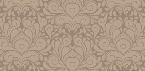 seamless damask wallpaper pattern ornament dark brown