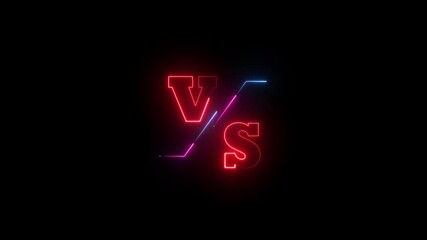 Animated neon VS logo text icon animation glowing battle matchup symbol vibrant luminous light effect modern competitive design electric outline typography loopable motion graphic template - Powered by Adobe