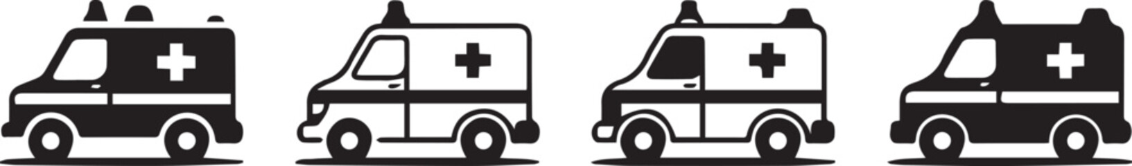 Ambulance emergency vehicle illustration with medical symbols
