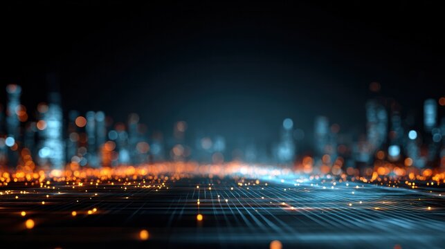 Digital Metropolis: An abstract digital cityscape glows with vibrant light, reflecting innovation, connection, and the dynamic energy of a modern, interconnected world. 