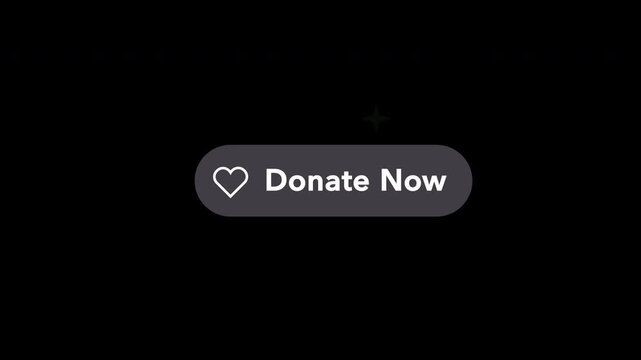Donate now button with love heart icon animation