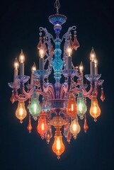 Colorful Crystal Chandelier with Elegant Design and Bright Lights