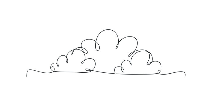 Abstract cloud formation in continuous line drawing style