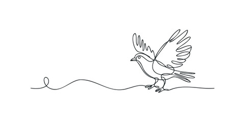 Fototapeta premium Minimalist continuous line drawing of bird in flight