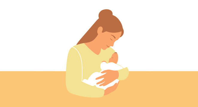 Loving Mother Cradles Newborn Baby in Gentle Embrace Celebrating Cherished Family Moments and Maternal Care