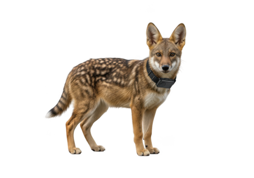 Majestic black-backed jackal standing proudly against a transparent background - Powered by Adobe
