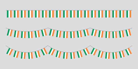 Obraz premium Seamless flag of Ireland party bunting border. Flat design illustration. 