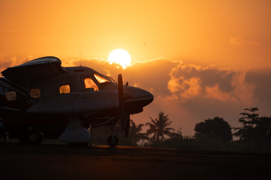 Aircraft Silhouette at Sunrise