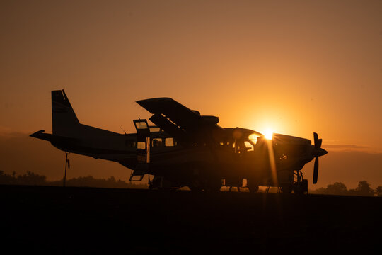 Aircraft on Apron at Sunrise