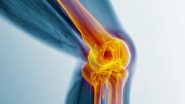 Understanding knee anatomy and its functions through an exploration of joint movements and structures observed in a detailed medical illustration