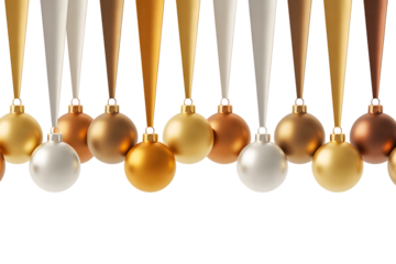 Elegant Christmas ornaments, festive baubles, holiday decor on black background, gold, white, brown, champagne colors, luxurious design, celebration aesthetic, seasonal greeting card, winter party 