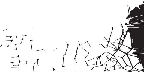Abstract Black and White Shattered Glass Vector Graphic.
