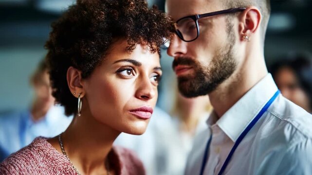 A Deep Emotional Connection Captured Between Two People as They Share an Intimate Moment in a Crowd, Signifying Their Unique Bond and Shared Feelings Amid Distractions