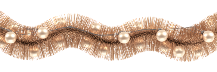 Golden Christmas tinsel garland with warm, glowing pearl lights, elegant holiday decor, festive celebration background, cozy winter aesthetic, sparkling ornamental design for seasonal greetings, ba