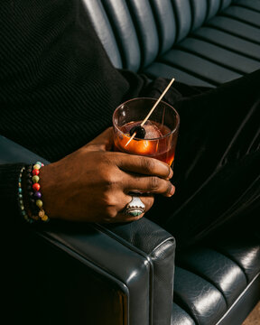 Whiskey cocktail on the couch