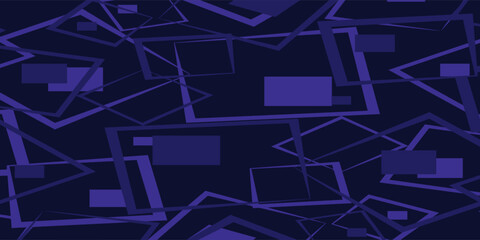 Abstract Geometric Pattern with Overlapping Squares and Rectangles in Blue.