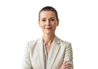 Professional businesswoman headshot portrait confident executive leader female entrepreneur isolated on transparent background