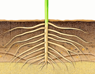 Educational Diagram of Rhizome Underground Stem and Root Growth
