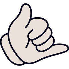 Cartoon Hand Gesture Shaka Sign In Light Peach Color With Dark Outline On Transparent Background Fun And Casual Hand Symbol