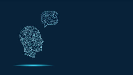 Futuristic Technology Abstract AI Brain Connection with Nodes Forming a Human Profile Head Outline, Represents Innovative Neural Network Technology And Communication Design