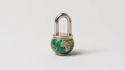 Colorful globe padlock symbolizing global security and protection of world resources for creative projects