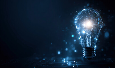 Glowing Network Lightbulb, Digital Idea Concept