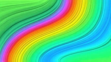 Vibrant Abstract Waves of Colorful Brush Strokes in Green, Blue, Pink, and Yellow Tones on a Smooth Background