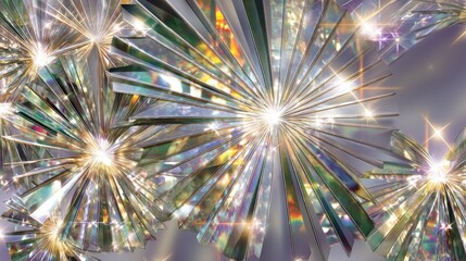 Iridescent Light Reflections with Shimmering Metallic Shapes Illuminating an Abstract Background