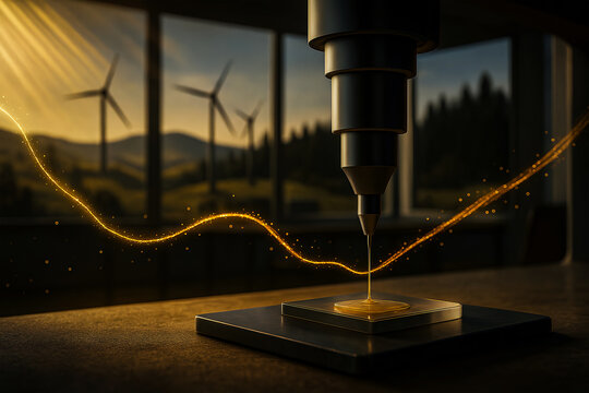 Advanced 3D printing with sustainable energy from wind turbines - Powered by Adobe