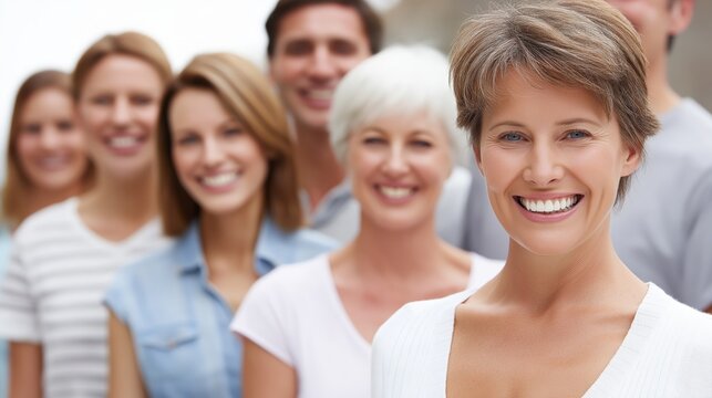 Vibrant group of diverse smiling people showcasing teamwork happiness friendship unity community positive attitude social interaction and harmony in a professional portrait