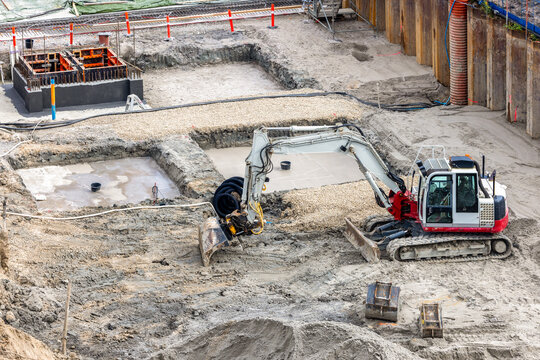 Excavators Working at Construction Site