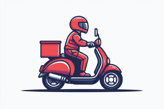 Colorful illustration of a food delivery scooter rider