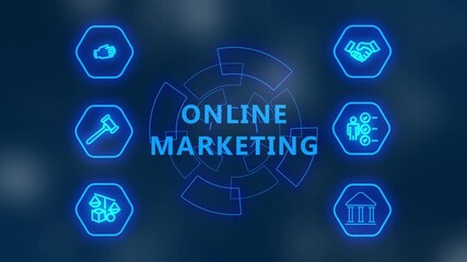 neon icons representing different aspects of project  digital interface connection and communication concept. networking, Neon line Discuss Financial Data And Project Mind map in Corporate Office . - Powered by Adobe