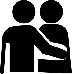 Hug icon , friendship, love, care, and emotional connection symbols showing people embracing, compassion, unity, affection, relationships and kindness for relationship and support design badge, symbol