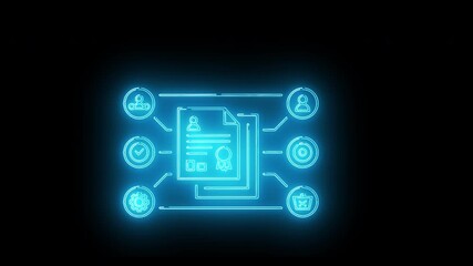 Glowing blue identity verification interface with digital profile card and network authentication visuals - Powered by Adobe
