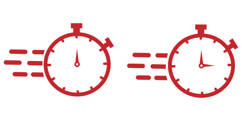 Fast delivery icon with timer. Fast stopwatch line icon. Fast delivery shipping service sign. Speed clock symbol urgency, deadline, time management, competition sign